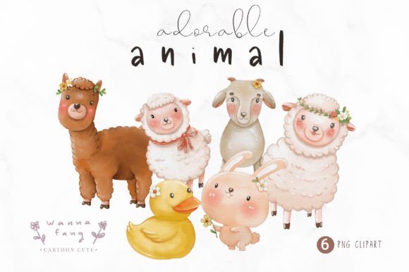 Adorable Animal Watercolor Cartoon Illustrations