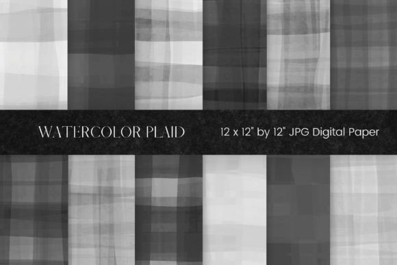 Black and Grey Watercolor Plaid Illustrations for Real Crafters and Handmade Business Owners