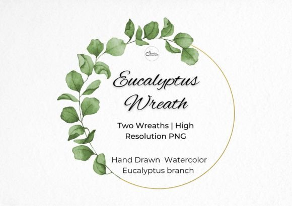 Elegant Watercolor Eucalyptus Wreaths & Illustrations