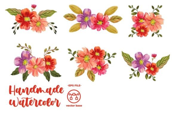 Flower Bouquet Watercolor Clipart & Illustrations