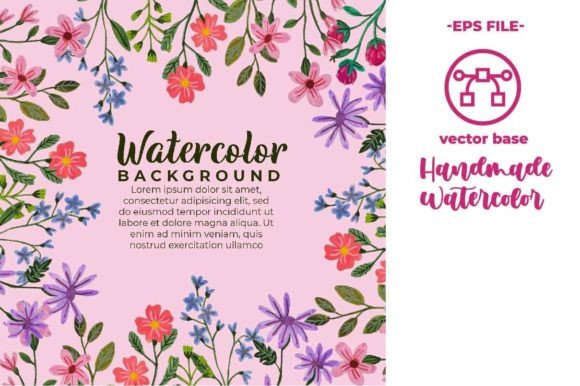 Flower Frame Watercolor Background for Illustrations and Digital Product Sellers