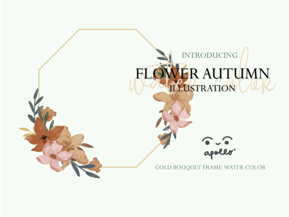 Gold Bouquet Frame Watercolor SET 05 Illustrations