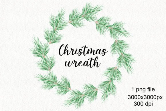 h1Watercolor Green Fir Tree Wreath Illustration for Real Design Projects/h1