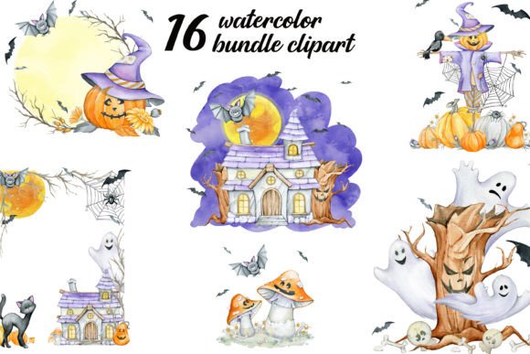 Halloween Watercolor Illustrations: Cute Anima Bundle Review