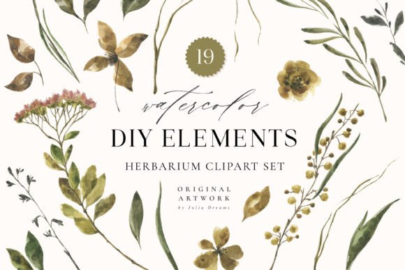 Herbarium Watercolor Digital Clipart: A Fresh Editorial Illustration for Bloggers and Publishers