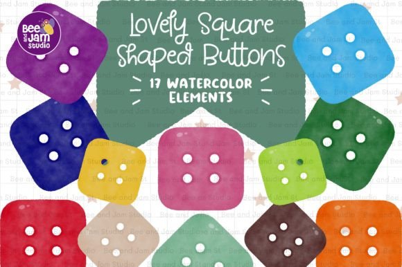 Review: Lovely Square Shaped Buttons Watercolor for Blog & Editorial Design