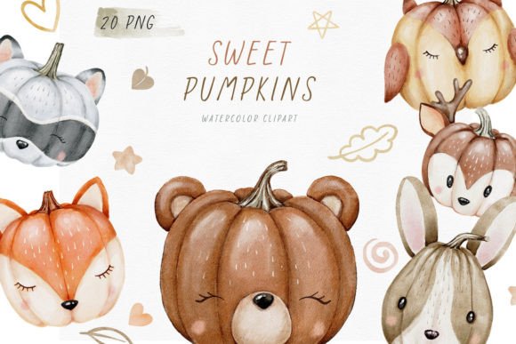 Watercolor Cute Pumpkins: Fall Illustrations for Cozy Branding