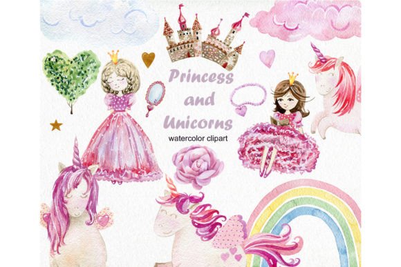 Watercolor Fairytale Clipart & Illustrations