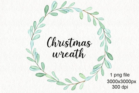 Watercolor Mistletoe Wreath PNG for Holiday Branding and Marketing Visuals