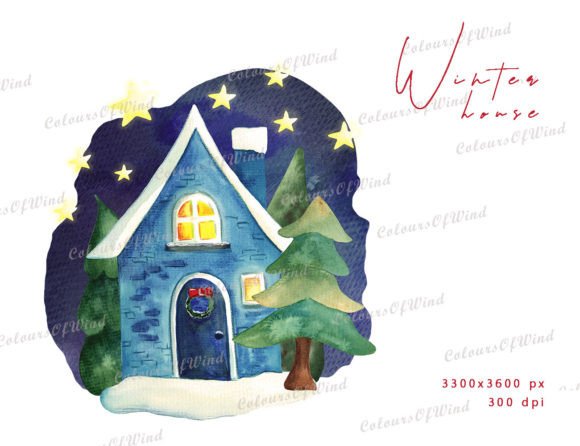 Watercolor Winter House Illustrations Review
