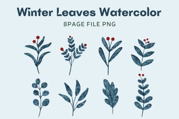 Winter Leaves Watercolor Pack Illustrations Review